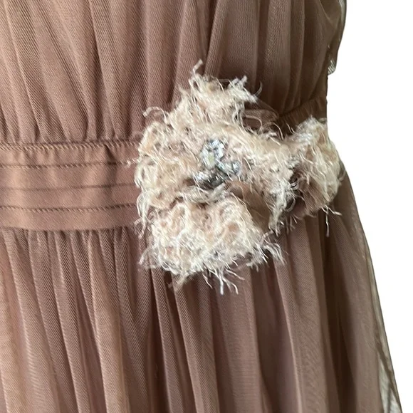 NWT Ryu Anthro Brown Tulle Crochet Knitted Floral Rosette Tie Cutout Dress - M - Picture 13 of 13